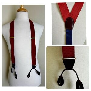 Vintage CAS GERMANY Red Navy Suspenders Braces Adjustable